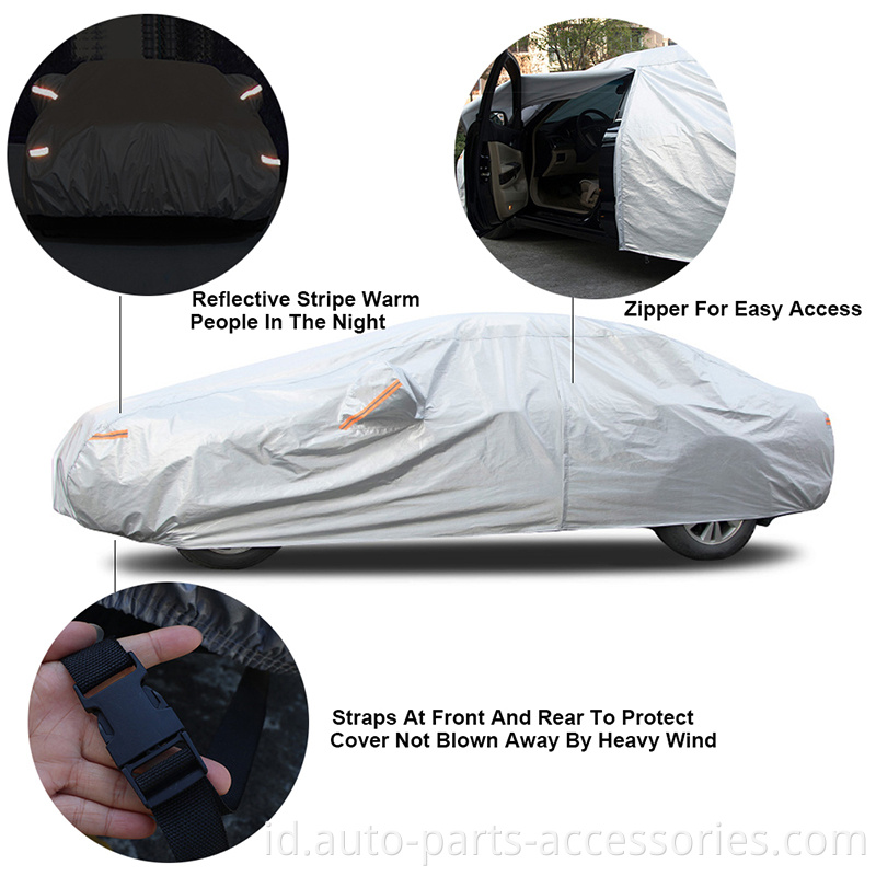 Batchback ringan yang ditingkatkan Kendaraan panas insulasi debu pelindung hujan penutup mobil kecil dengan ritsleting